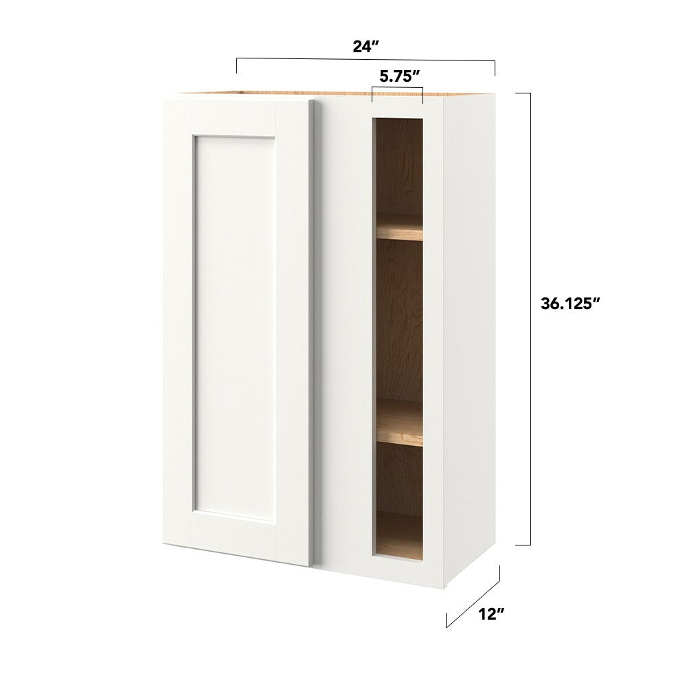 allen + roth Aveley 24-in W x 36.125-in H x 12-in D Linen Blind Corner Wall Fully Assembled Cabinet (Flat Panel Shaker Style)