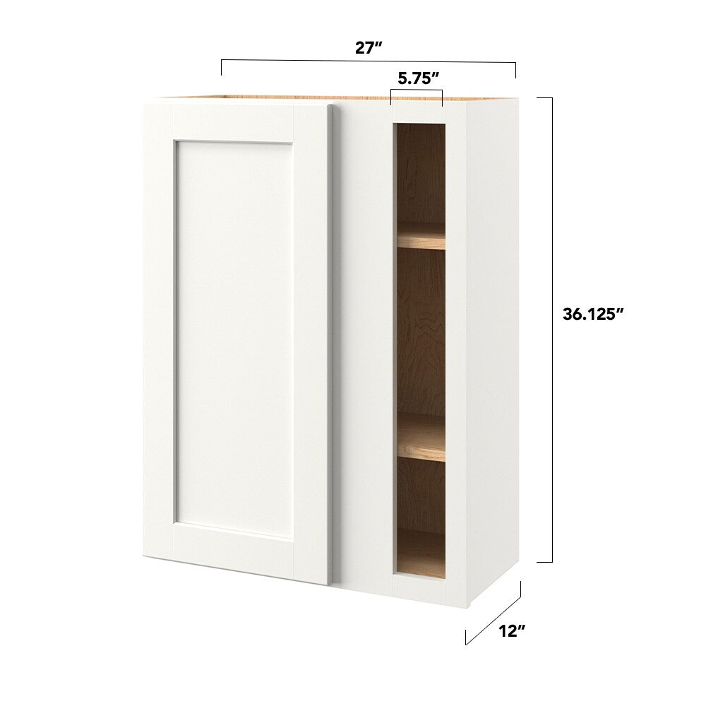 allen + roth Aveley 30-in W x 39.125-in H x 12-in D Linen Blind Corner Wall Fully Assembled Cabinet (Flat Panel Shaker Style)