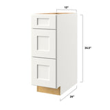 allen + roth Aveley 12-in W x 34.5-in H x 24-in D Linen 3-Drawer Base Fully Assembled Cabinet (Flat Panel Style)