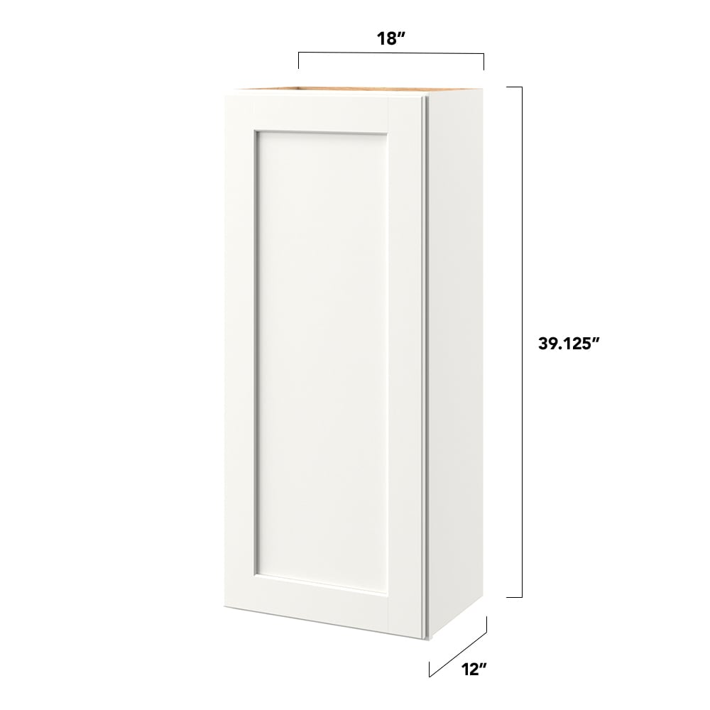 allen + roth Aveley 18-in W x 39.125-in H x 12-in D Linen Wall Fully Assembled Cabinet (Flat Panel Shaker Door Style)