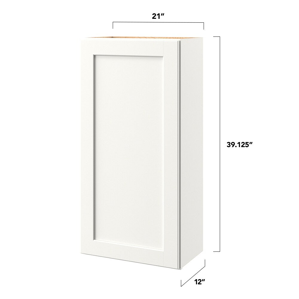 allen + roth Aveley 21-in W x 39.125-in H x 12-in D Linen Wall Fully Assembled Cabinet (Flat Panel Shaker Door Style)