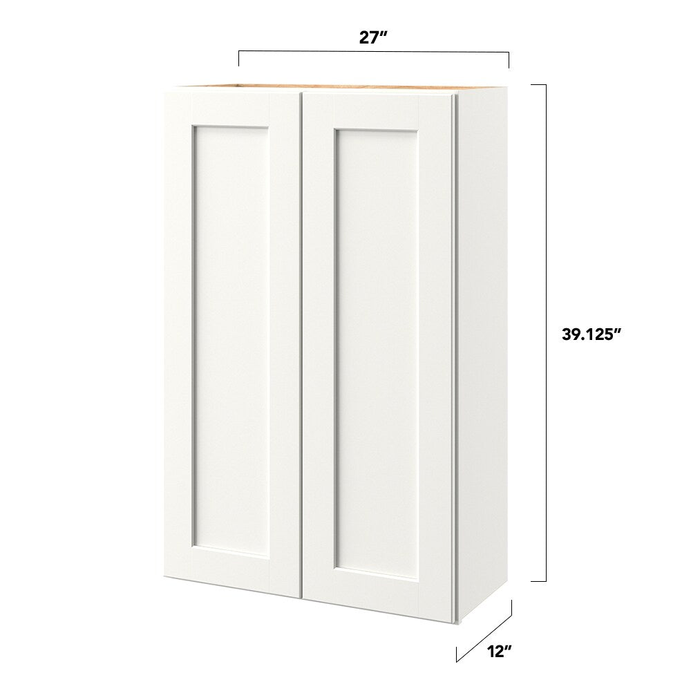 allen + roth Aveley 27-in W x 39.125-in H x 12-in D Linen Wall Fully Assembled Cabinet (Flat Panel Shaker Door Style)