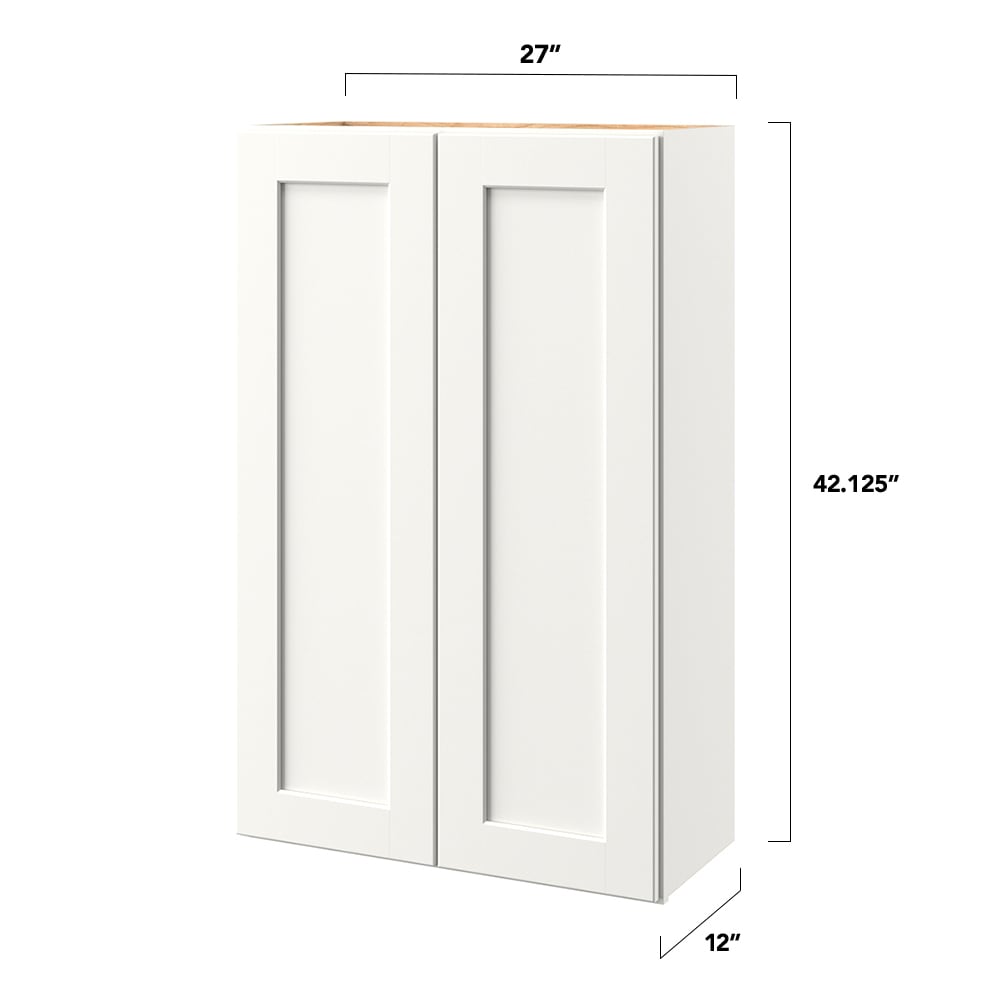 allen + roth Aveley 27-in W x 42.125-in H x 12-in D Linen Wall Fully Assembled Cabinet (Flat Panel Square Door Style)