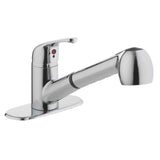 Project Source Chrome 1-Handle Deck-Mount Utility Faucet with Pulldown Sprayer