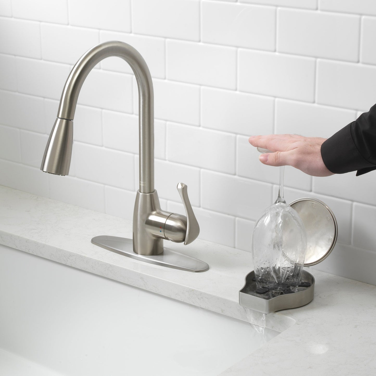 Project Source Stainless Steel Touchless Deck-mount Utility Faucet