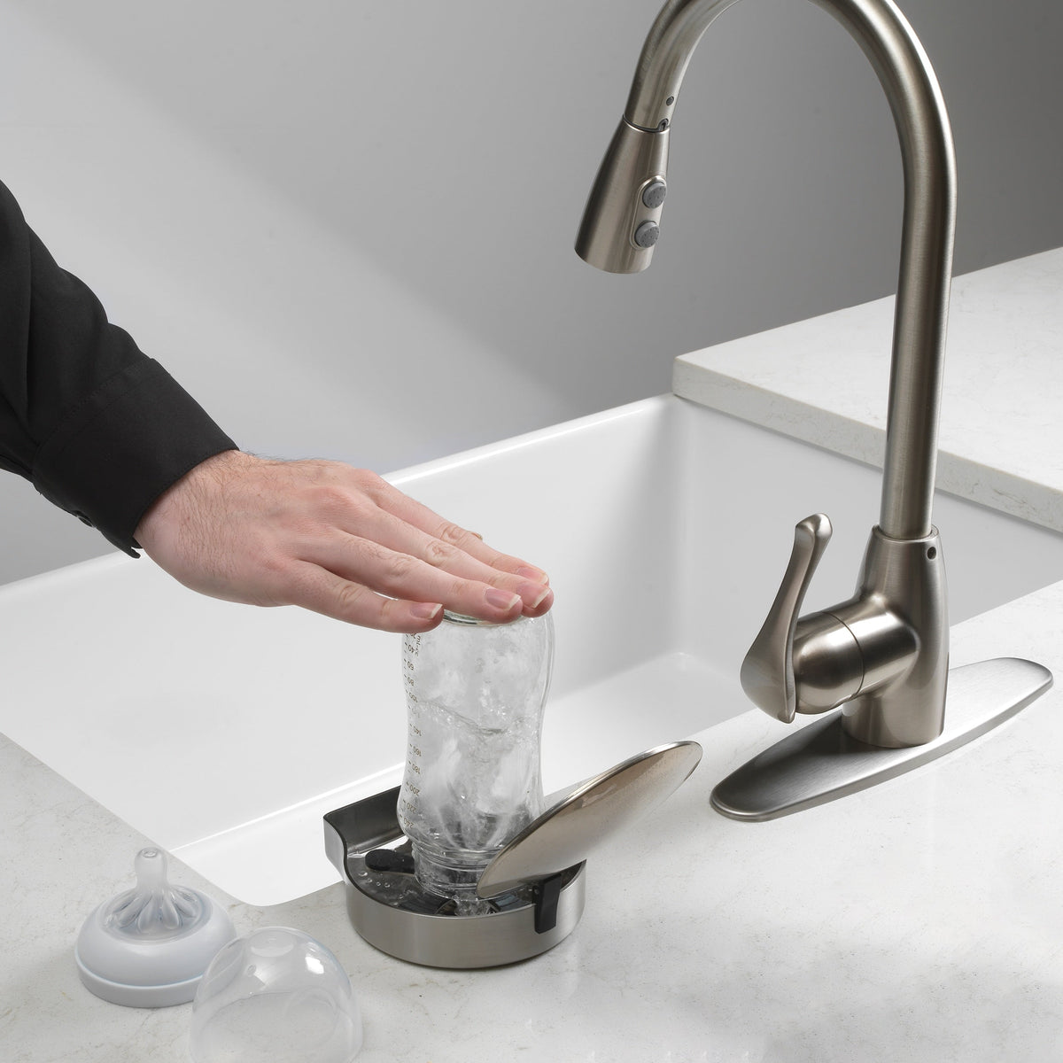 Project Source Stainless Steel Touchless Deck-mount Utility Faucet
