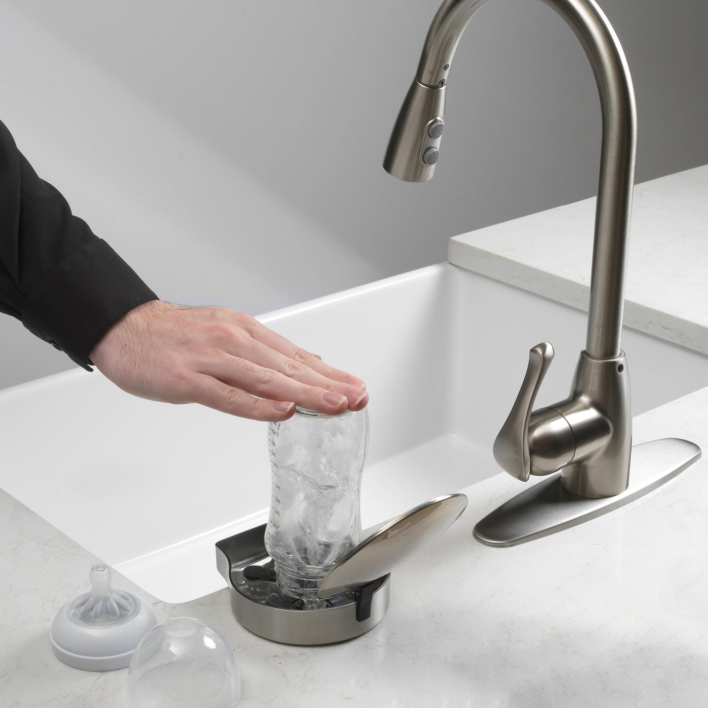 Project Source Stainless Steel Touchless Deck-mount Utility Faucet