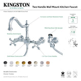 Elements of Design Brushed Nickel 2-Handle Wall-Mount Bridge Kitchen Faucet with Side Sprayer