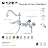 Elements of Design Brushed Nickel 2-Handle Wall-Mount Bridge Kitchen Faucet with Side Sprayer, 8-in Centers