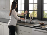 Delta Ashton Touch2O Stainless 1-Handle Deck-Mount Pull-Down Touch Kitchen Faucet with Deck Plate