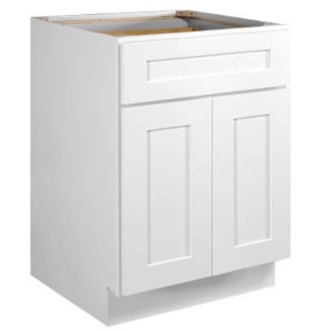 RELIABILT Parkstone 27-in W x 34.5-in H x 24-in D White 1-Drawer Base Fully Assembled Plywood Cabinet (Flat Panel Shaker Style)