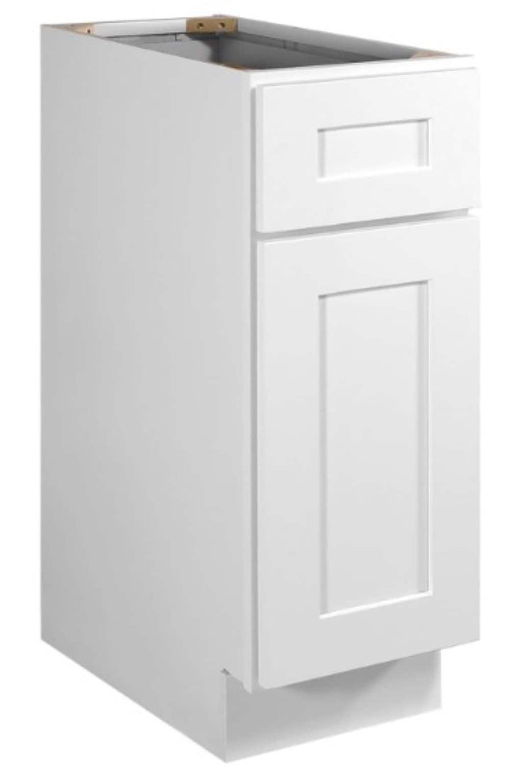 RELIABILT Parkstone 12-in W x 34.5-in H x 24-in D White 1-Drawer Base Fully Assembled Plywood Cabinet (Flat Panel Shaker Style)