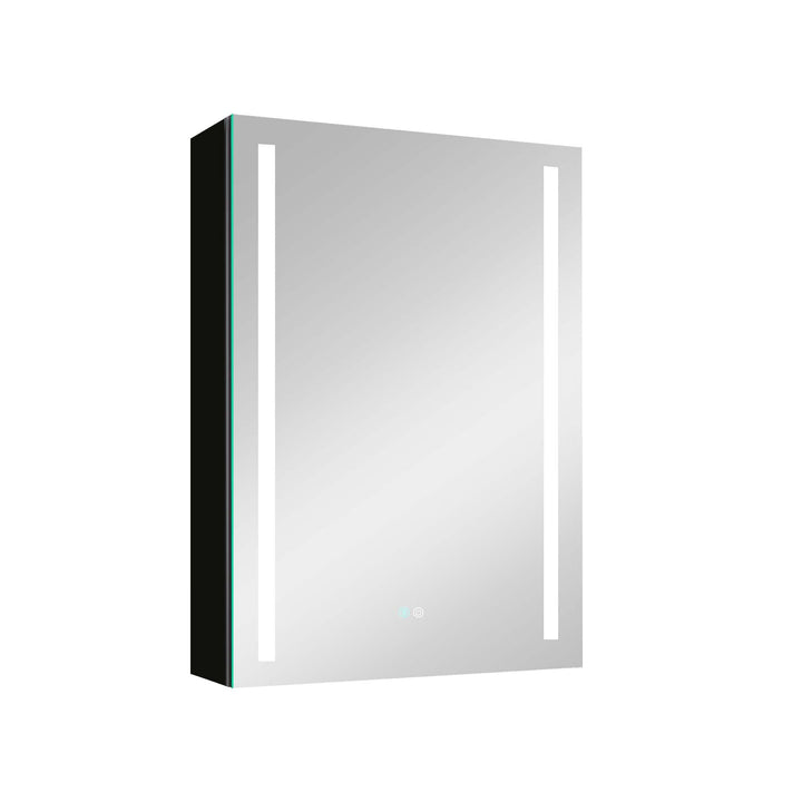 Forclover 20-in x 30-in Lighted LED Fog Free Surface Mount Black Mirrored Soft Close Medicine Cabinet