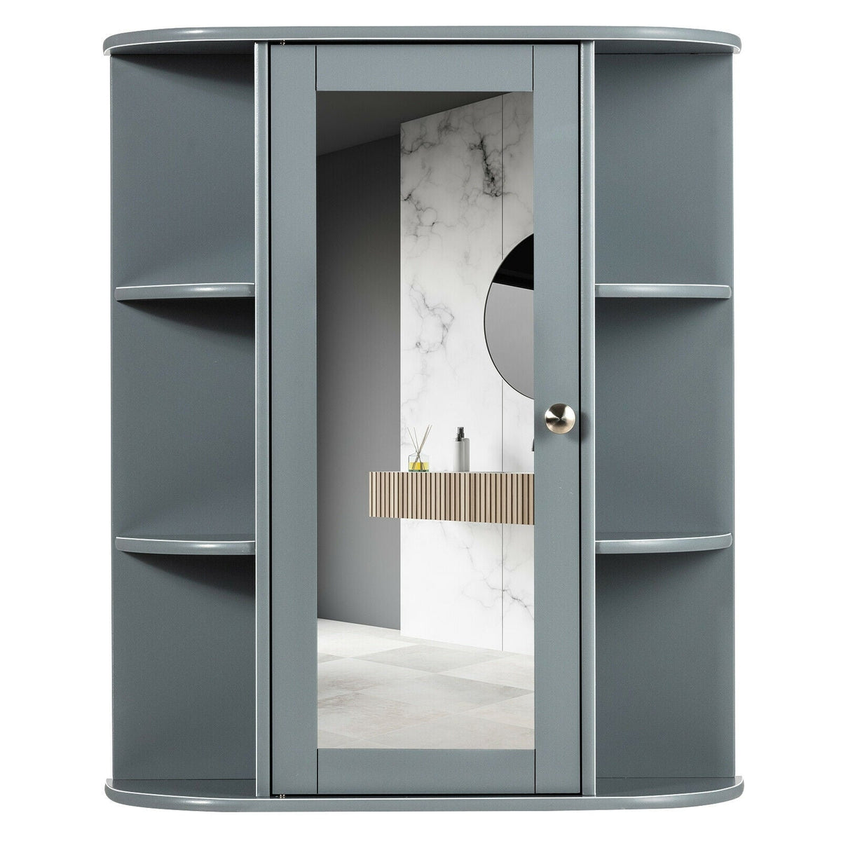 Forclover 23.5-in x 28-in Surface Mount White Mirrored Medicine Cabinet