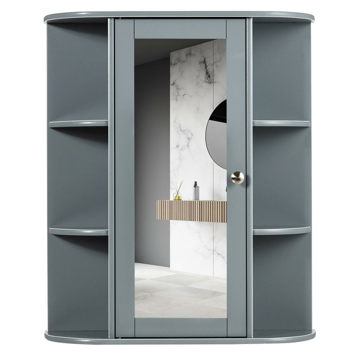 Forclover 23.5-in x 28-in Surface Mount White Mirrored Medicine Cabinet
