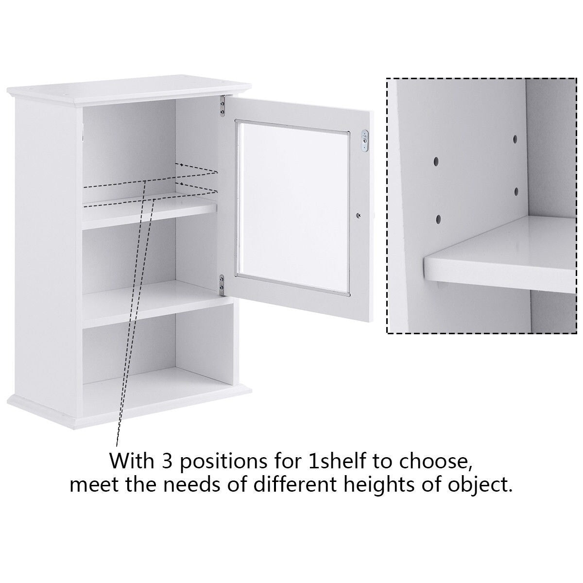 Forclover CH Medicine Cabinets 14-in x 20-in x 7-in White Bathroom Wall Cabinet