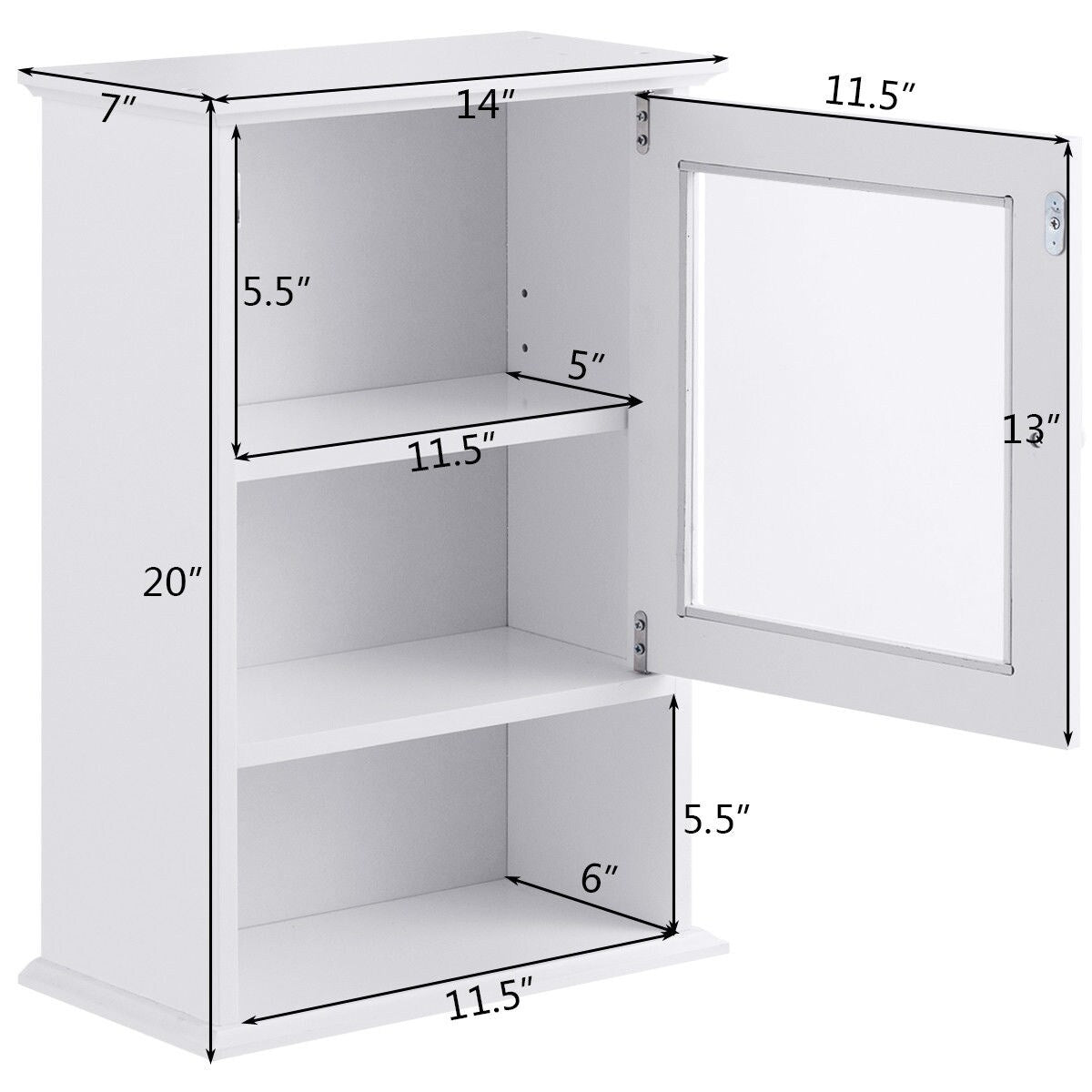 Forclover CH Medicine Cabinets 14-in x 20-in x 7-in White Bathroom Wall Cabinet