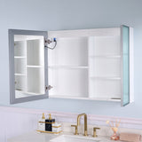 Forclover 36-in x 28-in Lighted LED Fog Free Surface Mount White Mirrored Soft Close Medicine Cabinet with Outlet