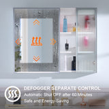 Forclover 36-in x 28-in Lighted LED Fog Free Surface Mount White Mirrored Soft Close Medicine Cabinet with Outlet