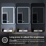 Forclover 36-in x 28-in Lighted LED Fog Free Surface Mount White Mirrored Soft Close Medicine Cabinet with Outlet