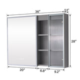 Forclover 36-in x 28-in Lighted LED Fog Free Surface Mount Gray Mirrored Soft Close Medicine Cabinet with Outlet