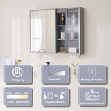 Forclover 36-in x 28-in Lighted LED Fog Free Surface Mount Gray Mirrored Soft Close Medicine Cabinet with Outlet