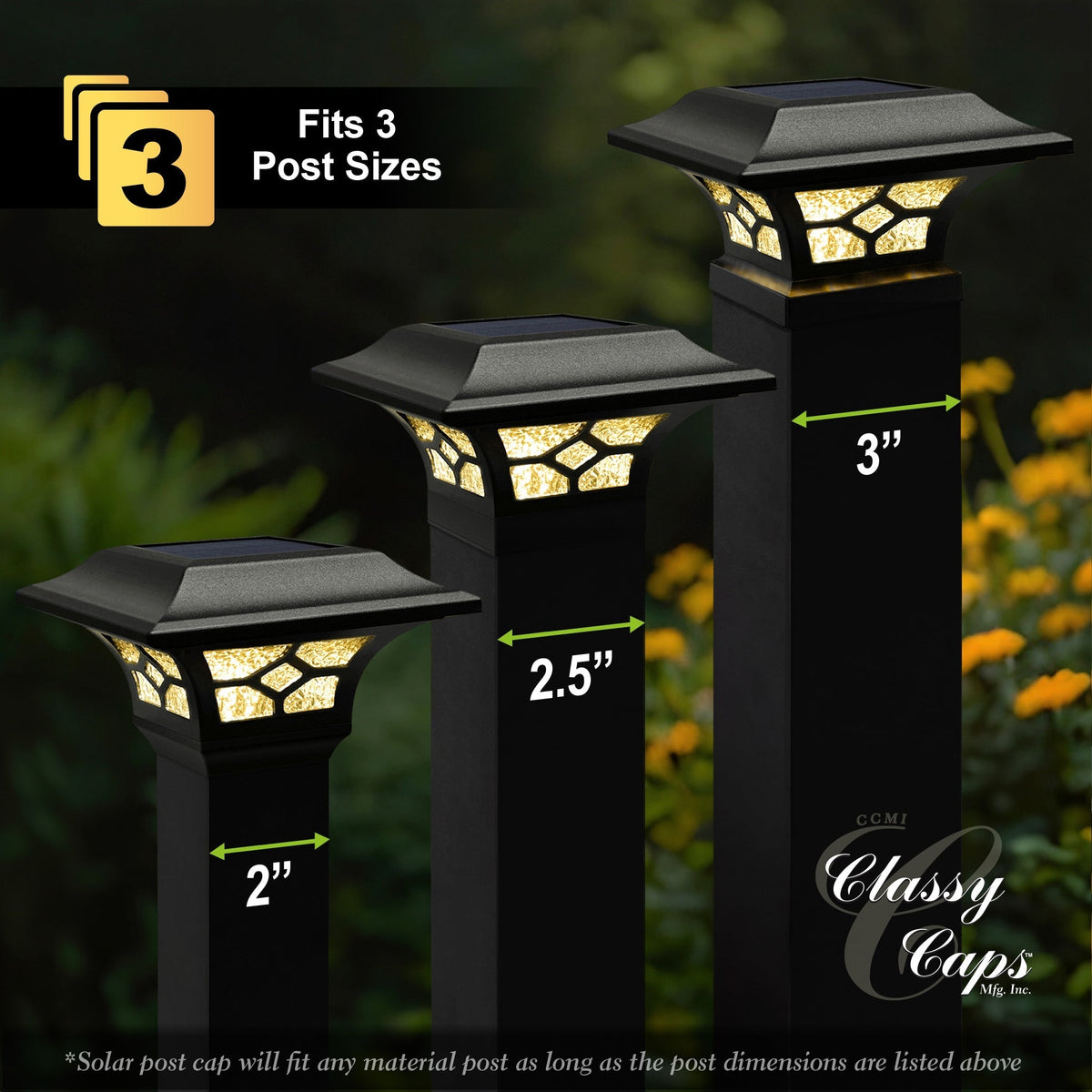 Classy Caps 3-in x 3-in 20-Lumen 1-Watt Black Solar LED Outdoor Post Cap Light (4500 K)