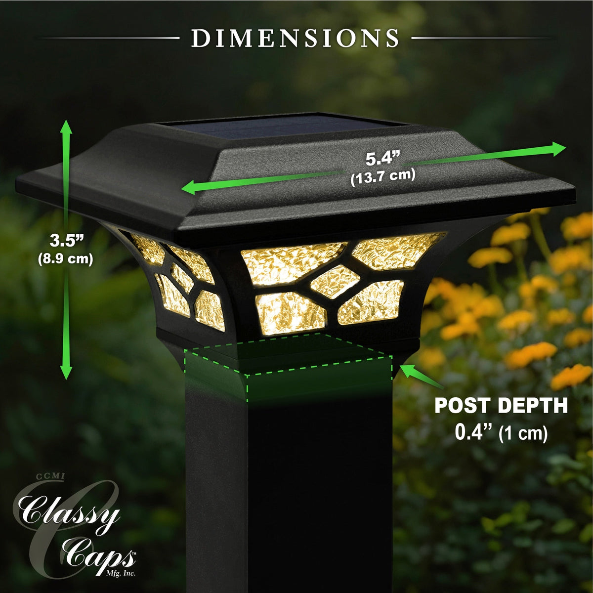 Classy Caps 3-in x 3-in 20-Lumen 1-Watt Black Solar LED Outdoor Post Cap Light (4500 K)