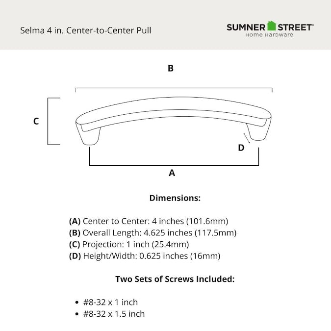Sumner Street Home Hardware Continental Home Hardware Selma 2-in (50mm) Center to Center Arch Bar Drawer Pull