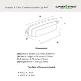 Sumner Street Home Hardware Grayson 2-1/2-in Center to Center Satin Nickel Rectangular Cup Drawer Pull