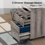 Winado Grey Oak 3-Drawer 19.69-in File Cabinet
