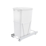 Rev-A-Shelf 50-Quart Plastic Pull-Out Trash Can, White, Single Bin