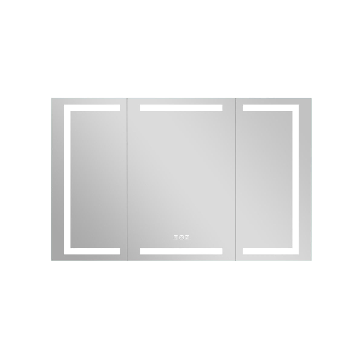 WELLFOR NIKA 48-in x 30-in Lighted LED Fog Free Surface/Recessed Mount Silver Mirrored Soft Close Medicine Cabinet with Outlet