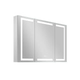 WELLFOR NIKA 48-in x 30-in Lighted LED Fog Free Surface/Recessed Mount Silver Mirrored Soft Close Medicine Cabinet with Outlet