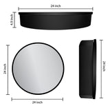 WELLFOR AO 24-in x 24-in Surface Mount Black Mirrored Round Medicine Cabinet