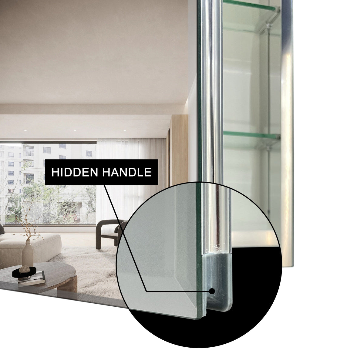 WELLFOR 36-in x 26-in Surface/Recessed Mount Silver Mirrored Soft Close Medicine Cabinet