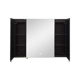 WELLFOR 36-in x 26-in Lighted LED Fog Free Surface Mount Black Mirrored Medicine Cabinet