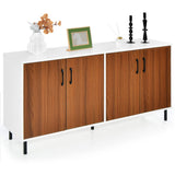 Clihome storage kitchen side cabinet 58-in W x 30-in H x 16-in D White and Brown Base Ready To Assemble Cabinet (Flat Panel Slab Door Style)