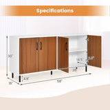 Clihome storage kitchen side cabinet 58-in W x 30-in H x 16-in D White and Brown Base Ready To Assemble Cabinet (Flat Panel Slab Door Style)