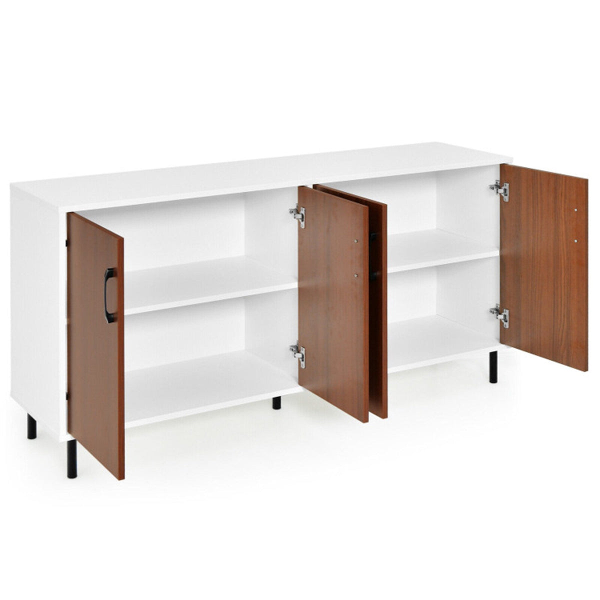 Clihome storage kitchen side cabinet 58-in W x 30-in H x 16-in D White and Brown Base Ready To Assemble Cabinet (Flat Panel Slab Door Style)
