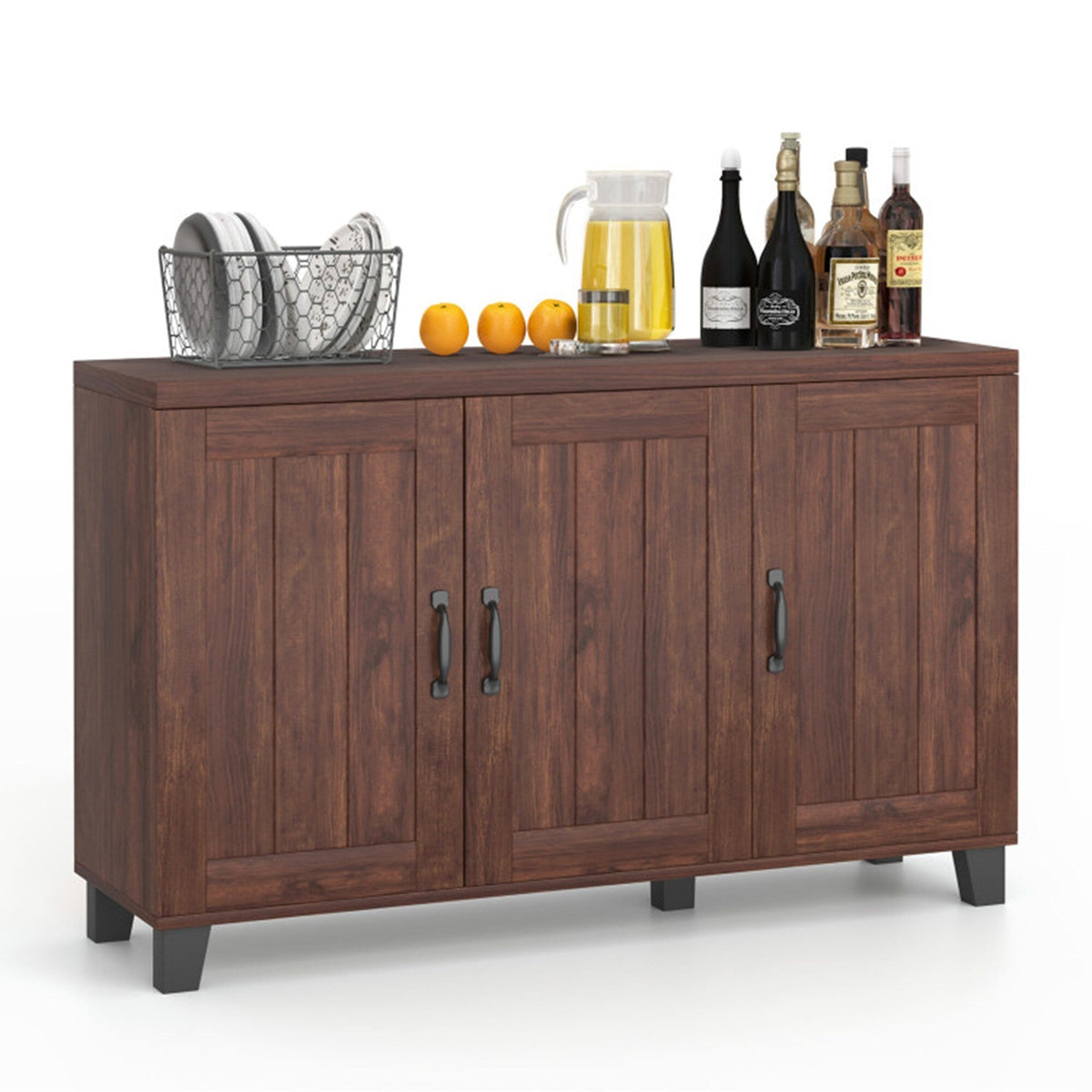 Clihome storage kitchen side cabinet 45-in W x 28-in H x 13-in D Brown Base Ready To Assemble Cabinet (Flat Panel Slab Door Style)