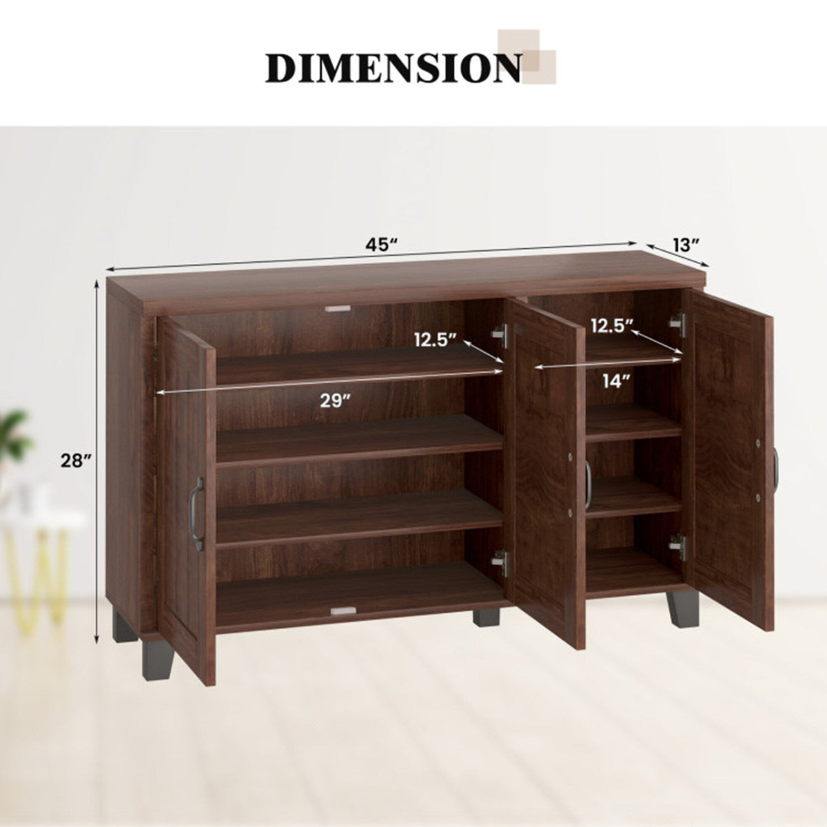Clihome storage kitchen side cabinet 45-in W x 28-in H x 13-in D Brown Base Ready To Assemble Cabinet (Flat Panel Slab Door Style)