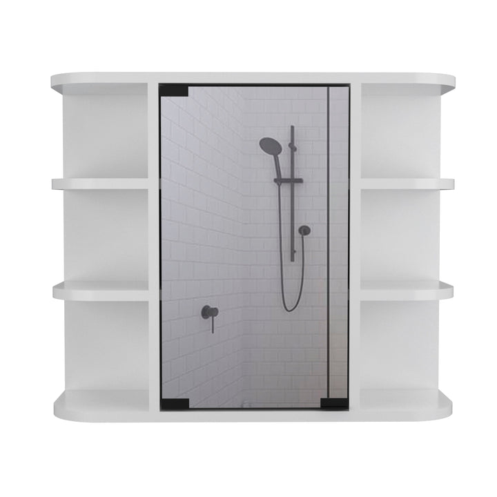 WELLFOR 24-in x 20-in Surface Mount White Mirrored Medicine Cabinet