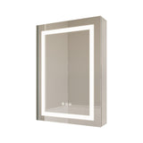 WELLFOR 26-in x 20-in Lighted LED Fog Free Surface/Recessed Mount Silver Mirrored Soft Close Medicine Cabinet