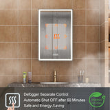 WELLFOR W12 44-in x 30-in Lighted LED Fog Free Surface/Recessed Mount Anodized Black Aluminum Mirrored Soft Close Medicine Cabinet with Outlet