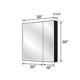 WELLFOR AYLA 30-in x 30-in Lighted LED Fog Free Surface/Recessed Mount Black Soft Close Medicine Cabinet with Outlet