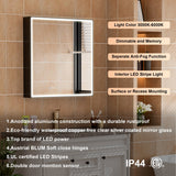 WELLFOR AYLA 30-in x 30-in Lighted LED Fog Free Surface/Recessed Mount Black Soft Close Medicine Cabinet with Outlet