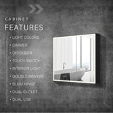 WELLFOR AYLA 30-in x 30-in Lighted LED Fog Free Surface/Recessed Mount Black Soft Close Medicine Cabinet with Outlet