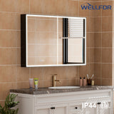 WELLFOR AYLA 48-in x 30-in Lighted LED Fog Free Surface/Recessed Mount Black Soft Close Medicine Cabinet with Outlet