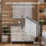WELLFOR AYLA 48-in x 30-in Lighted LED Fog Free Surface/Recessed Mount Black Soft Close Medicine Cabinet with Outlet